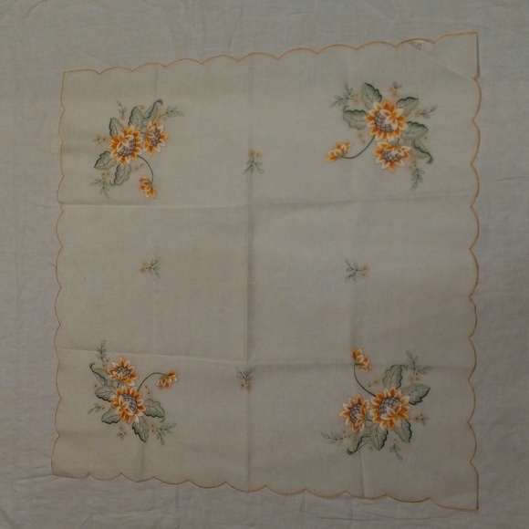 Vintage Floral Embroidered Table Cover, Set of Two - Picture 3 of 10